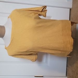 Eileen Fisher Yellow Boxy Slouchy Linen Cotton Short Sleeve Knit Sweater Top PP.